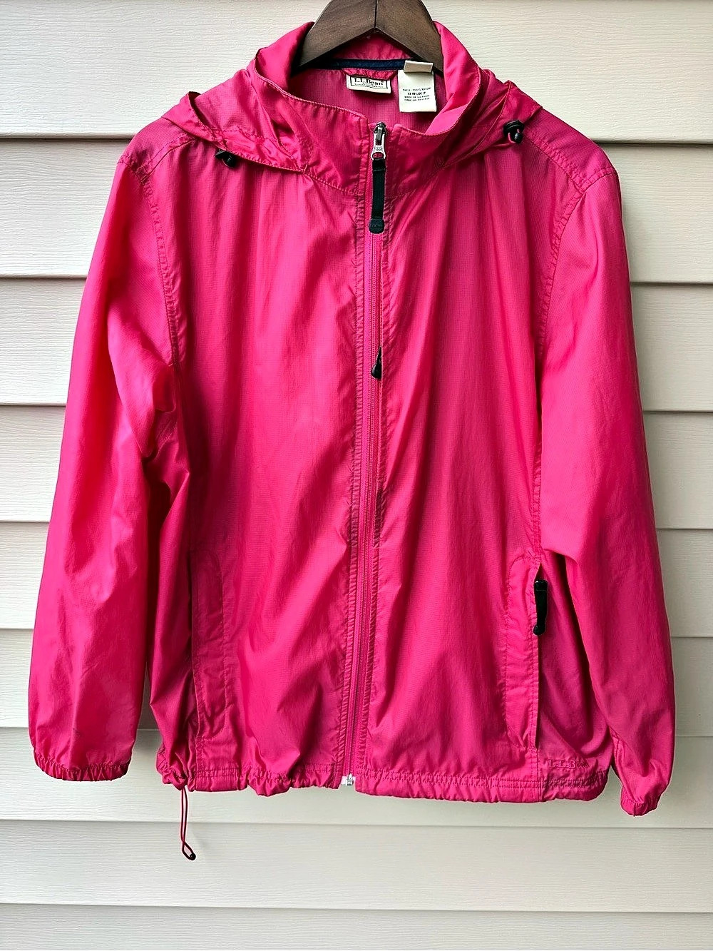 L.L.Bean Stowaway Windbreaker Jacket Pink Fuchsia Hooded Women’s 2X